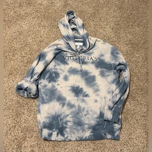 Victoria's Secret Men's Sweater in Blue and White Tie-Dye